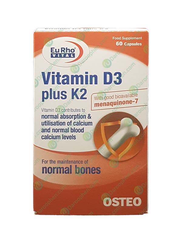 کپسول ویتامین D3 1000 پلاس K2 یوروویتال
